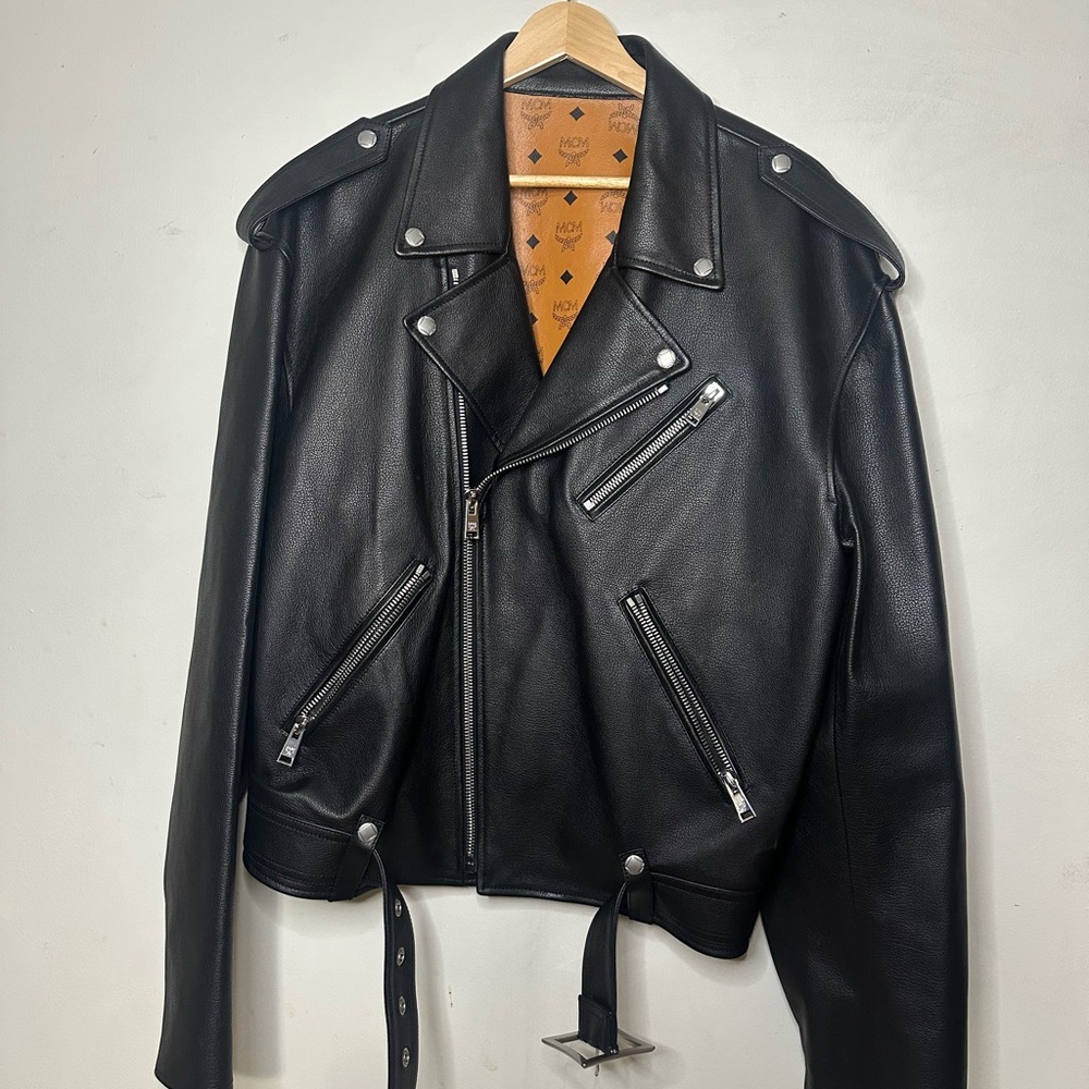 MCM Black Leather Moto Jacket